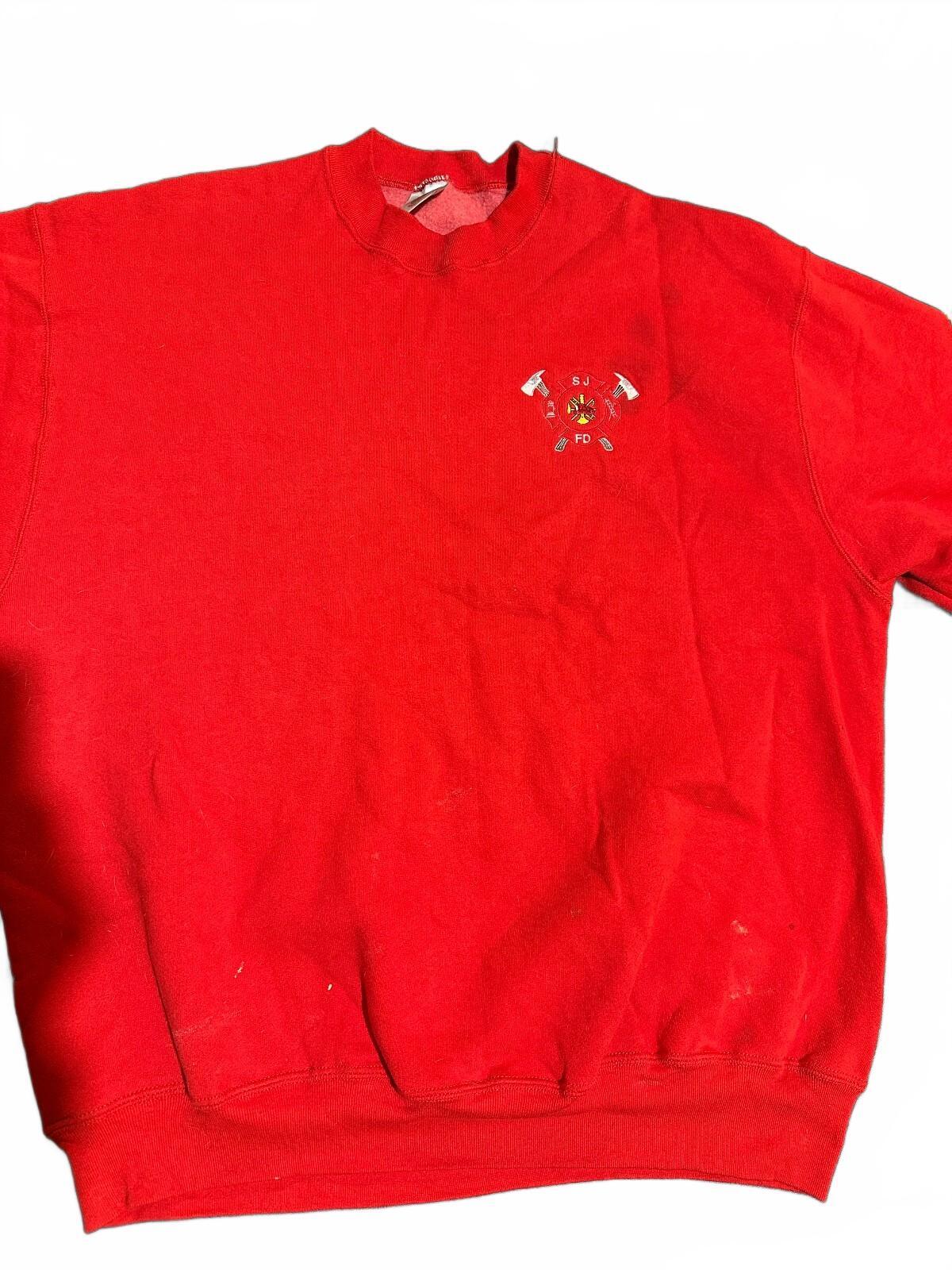 Vintage SJFD Fire Department Red Sweatshirt XL USA