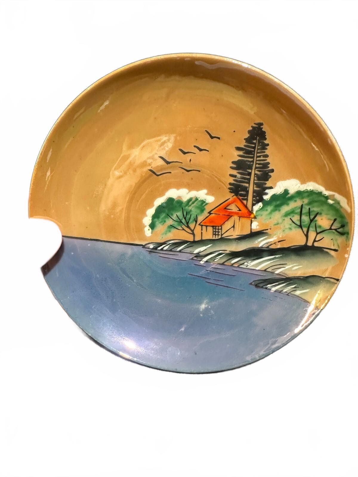 Vintage Japan Hand Painted Scenic Lusterware 5" Plate