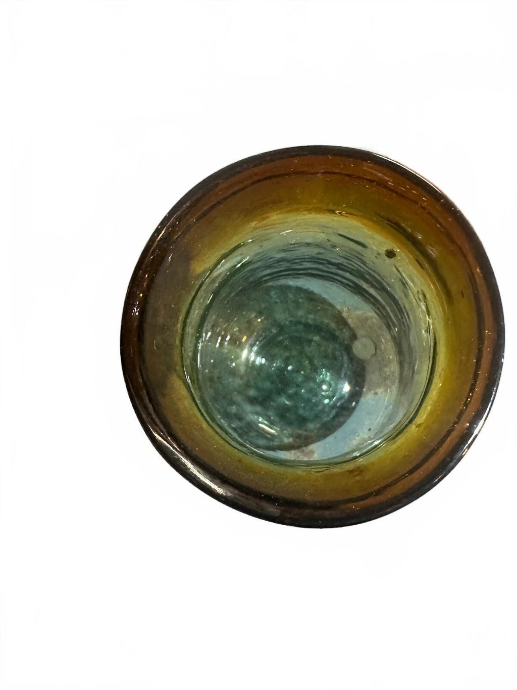 Hand Blown Aqua Green Amber Two Tone Glass vase