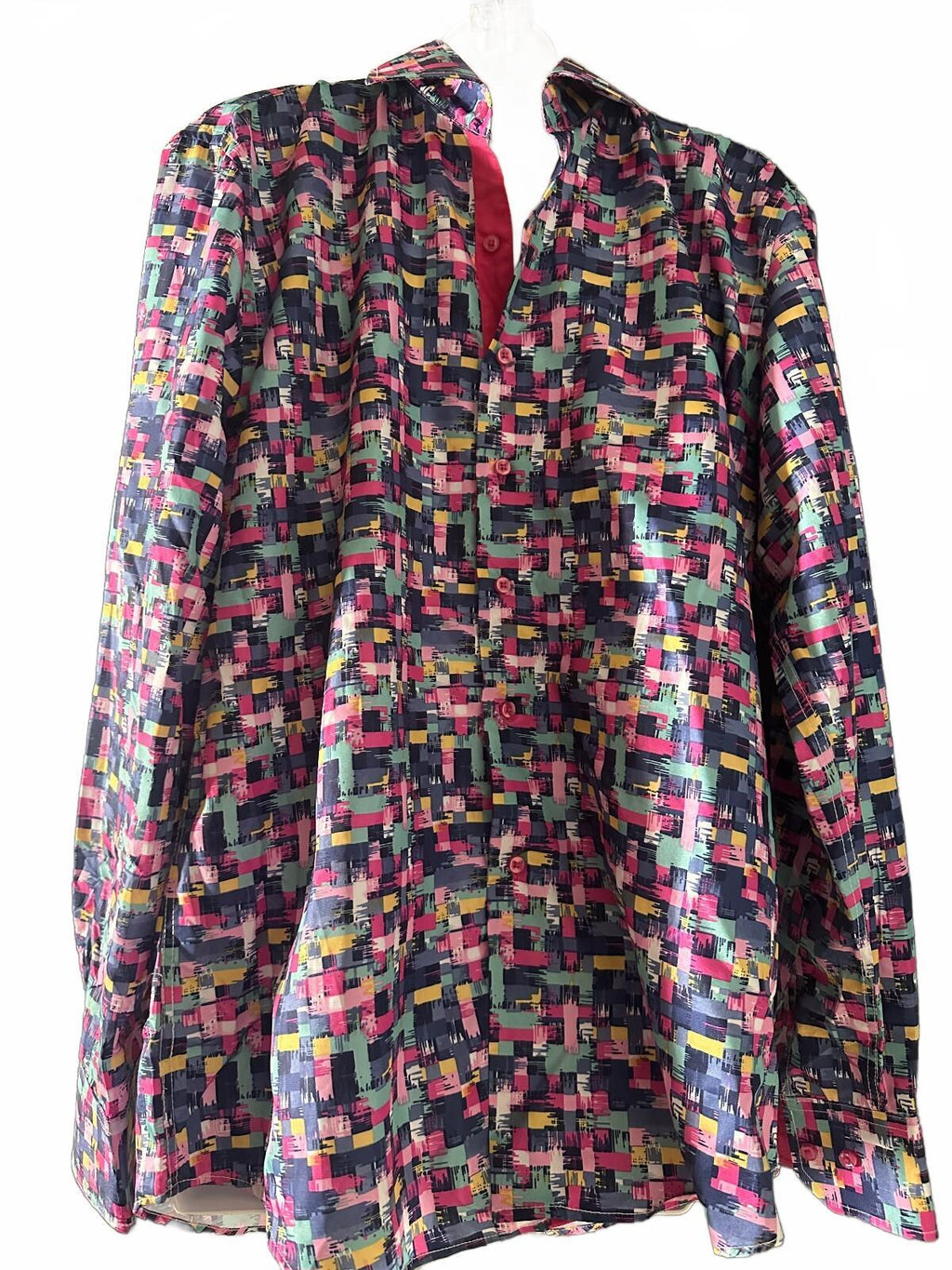 Suslo Colorful Abstract Button Front Shirt L