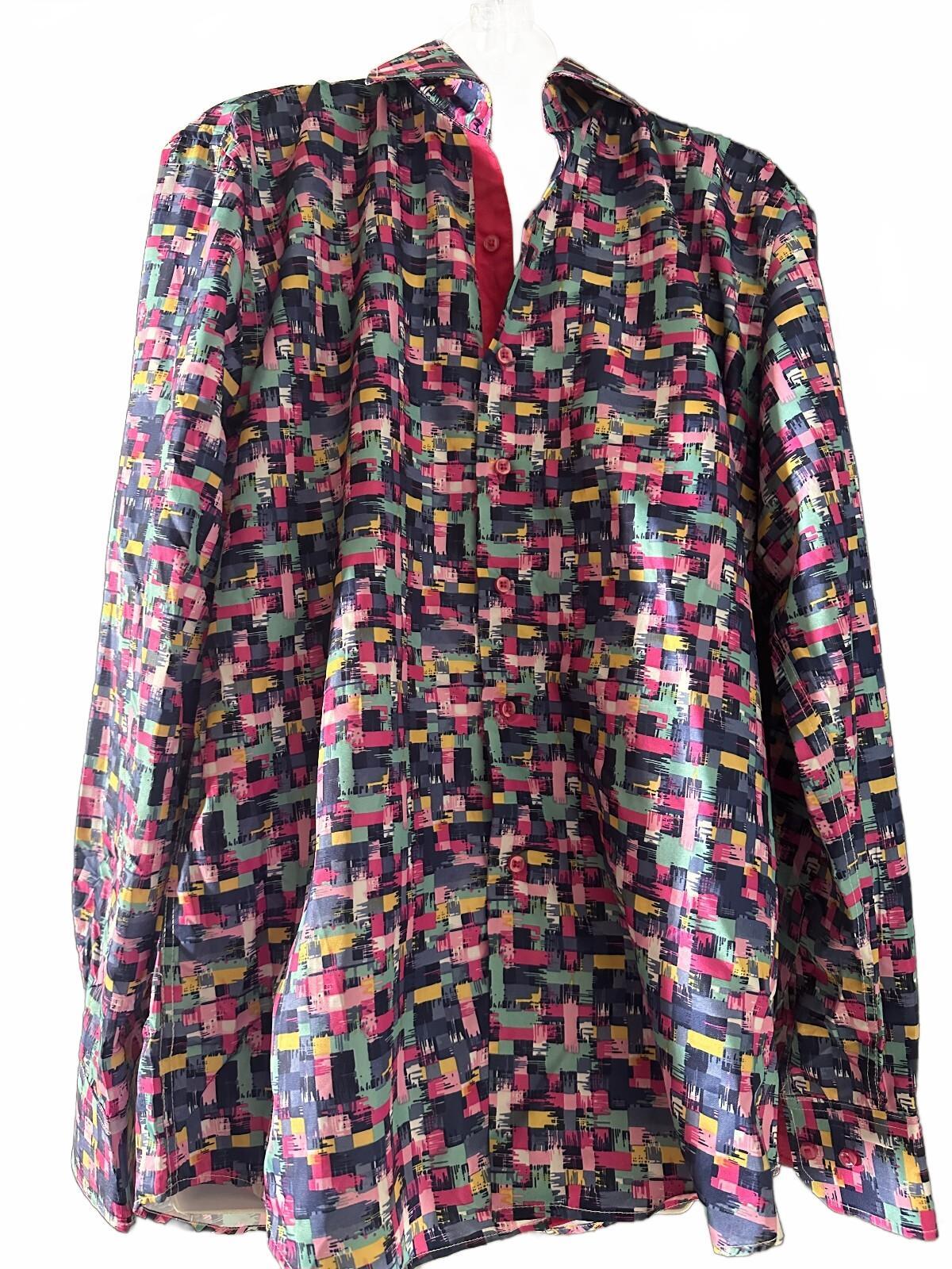 Suslo Colorful Abstract Button Front Shirt L
