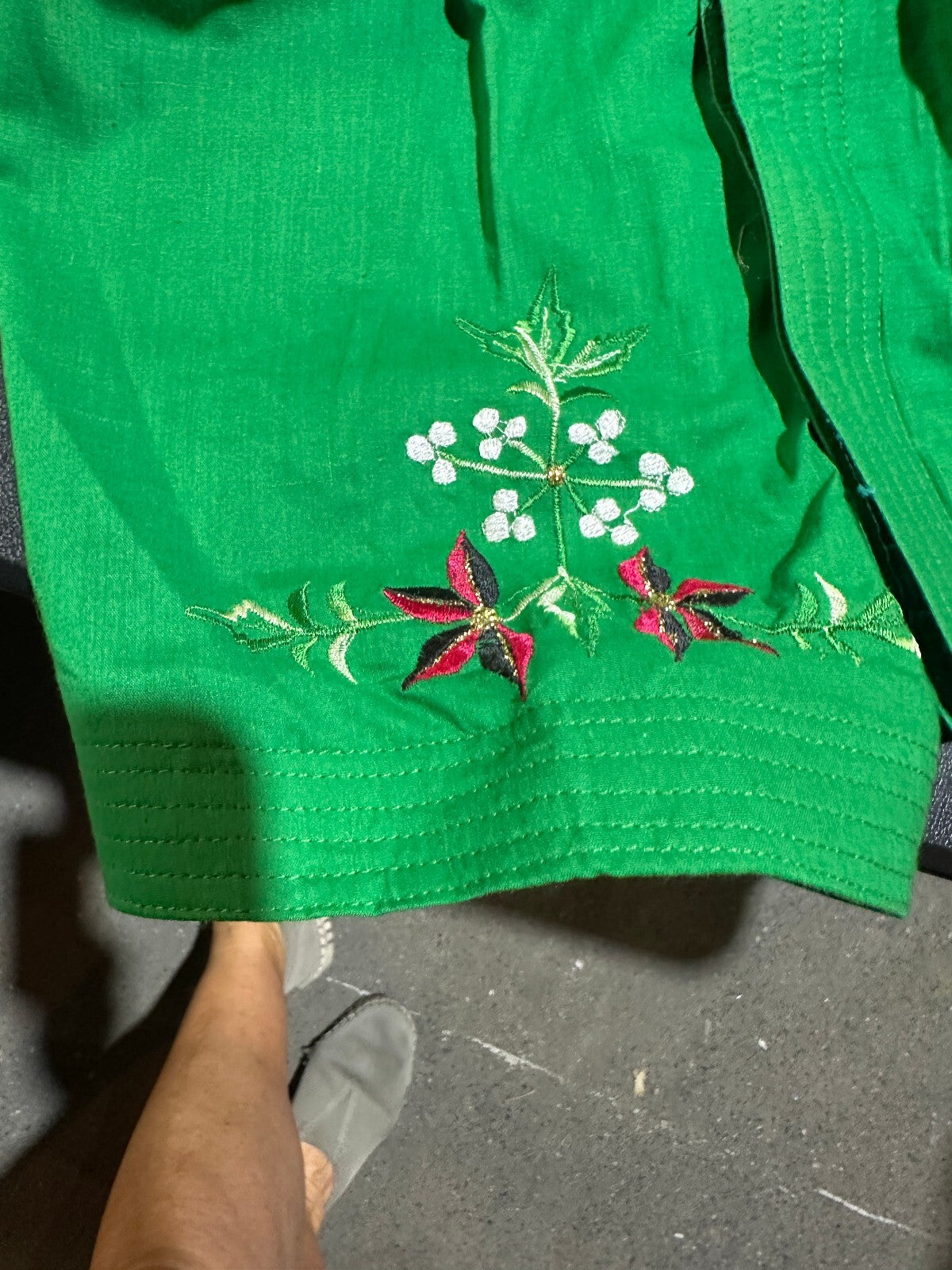 Vintage Green Cotton Harem Pants Embroidered Cuffs