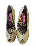 Betsey Johnson Gold Glitter Peep Toe Heels 9.5