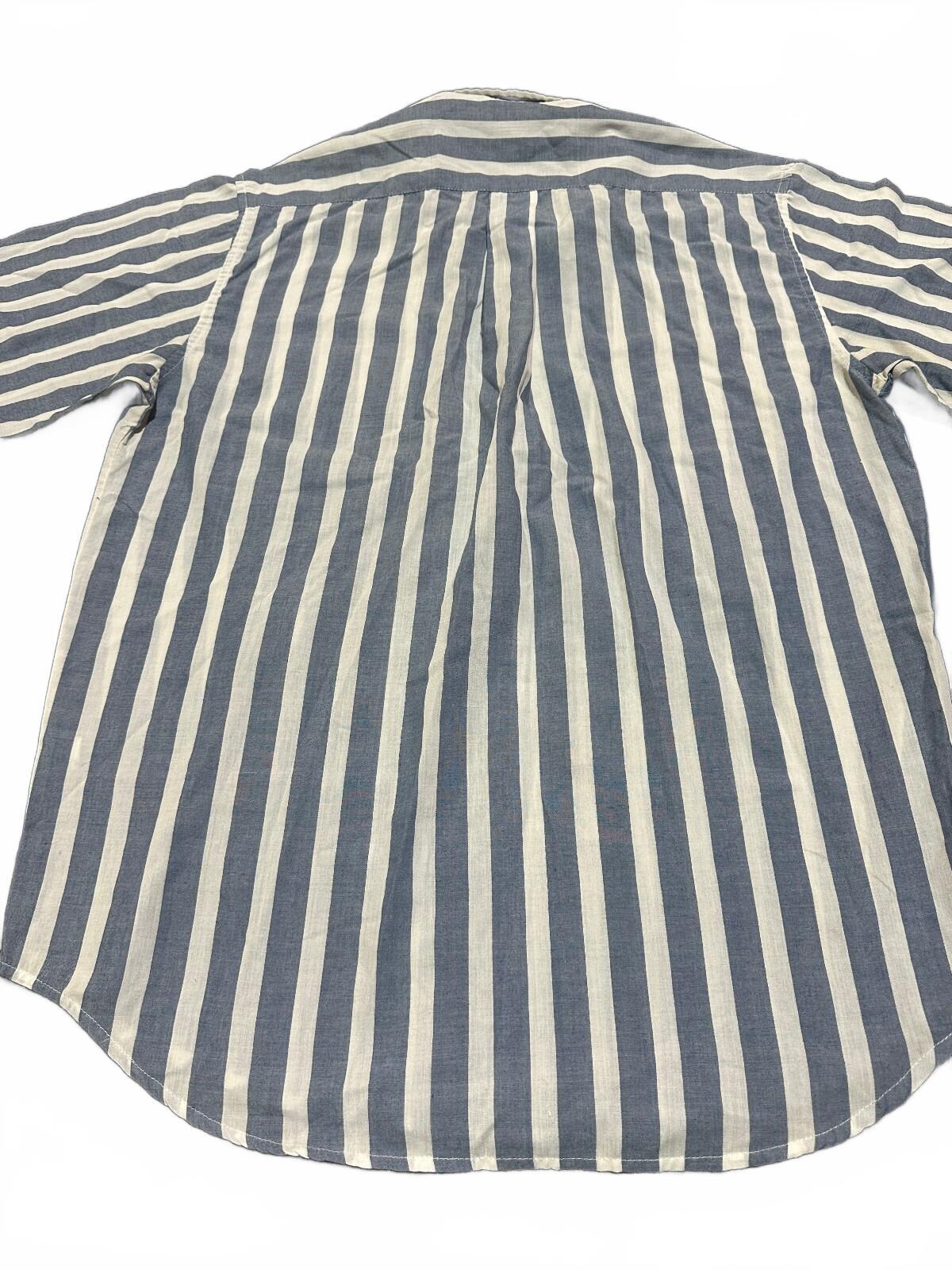 Vintage Britannia Blue White Stripe Button Shirt M