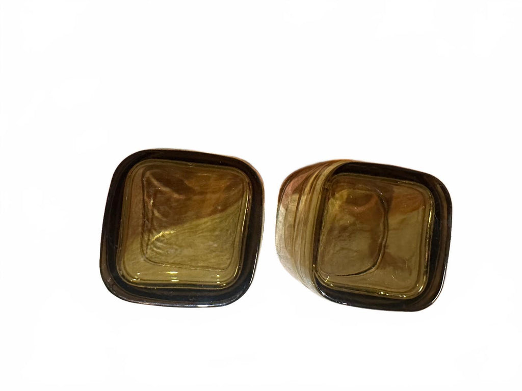Vintage Libbey Carrington Brown Square Rocks Glasses