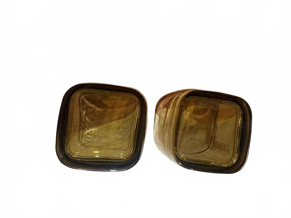 Vintage Libbey Carrington Brown Square Rocks Glasses