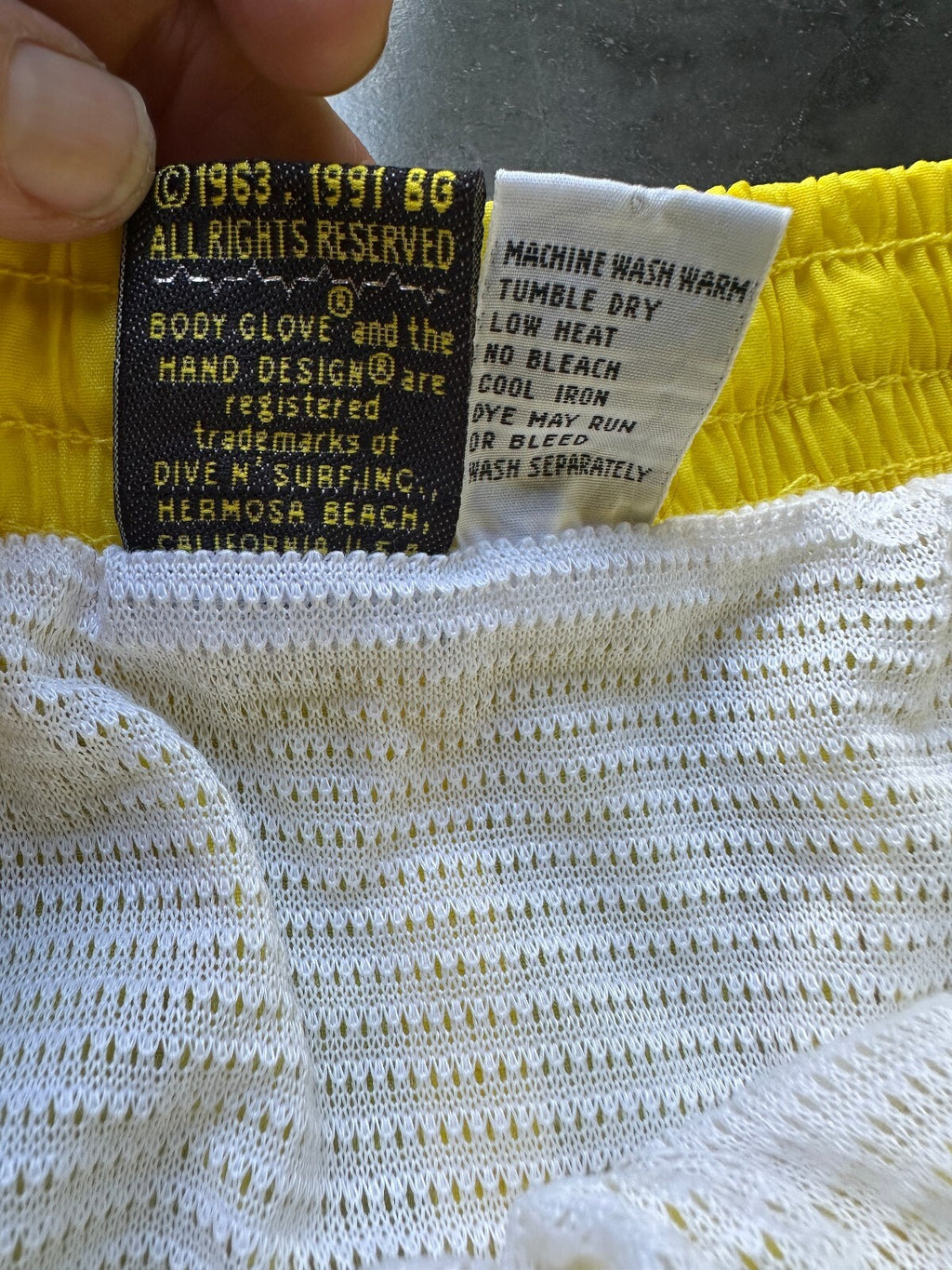 Vintage Body Glove Neon Yellow Swim Trunks M