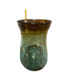 Hand Blown Aqua Green Amber Two Tone Glass vase
