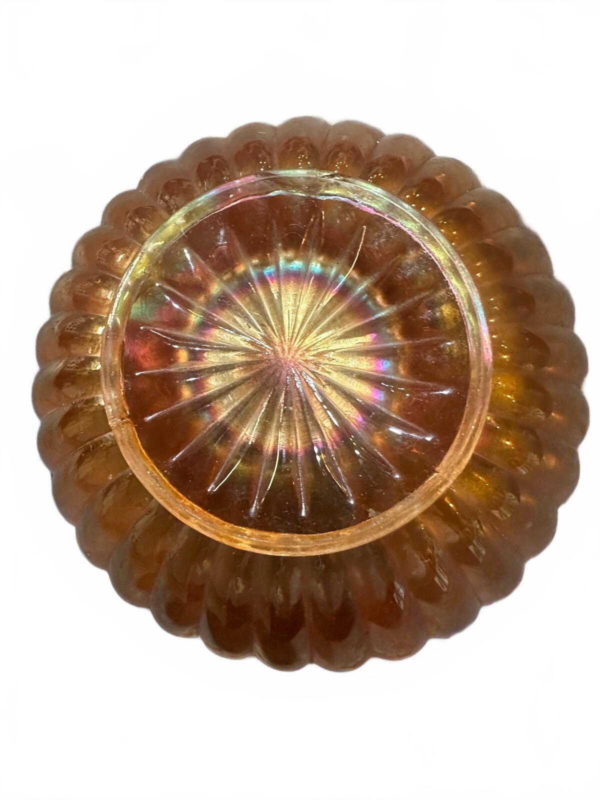 Vintage Marigold Carnival Glass Bowl & Creamer Set