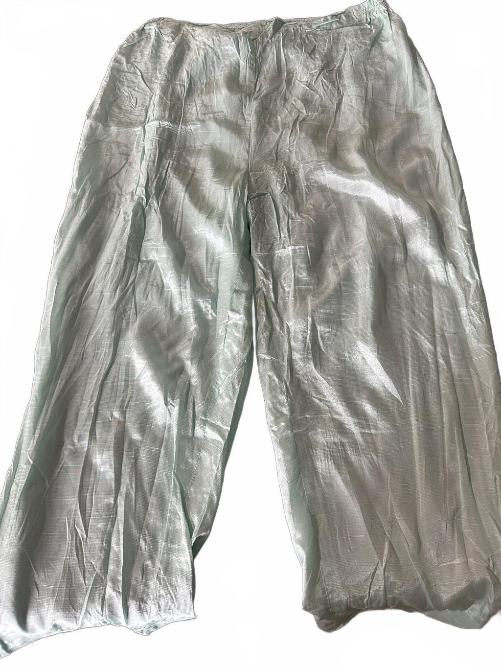 Mint Green Shimmer Pull-On Wide Leg Pants