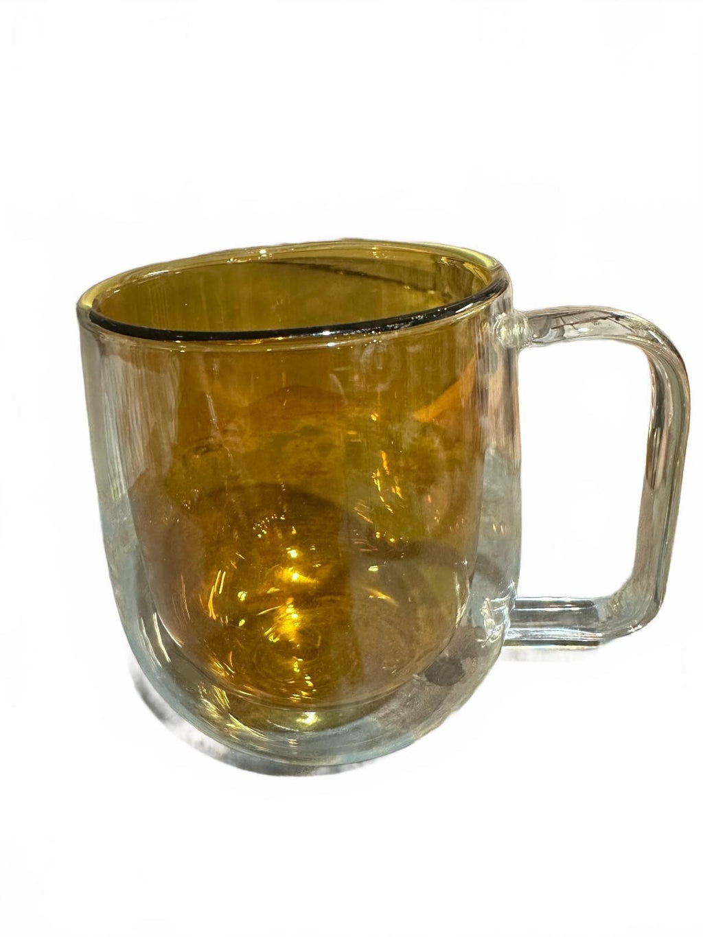 Amber Insert Double Wall Clear Glass Coffee Mug