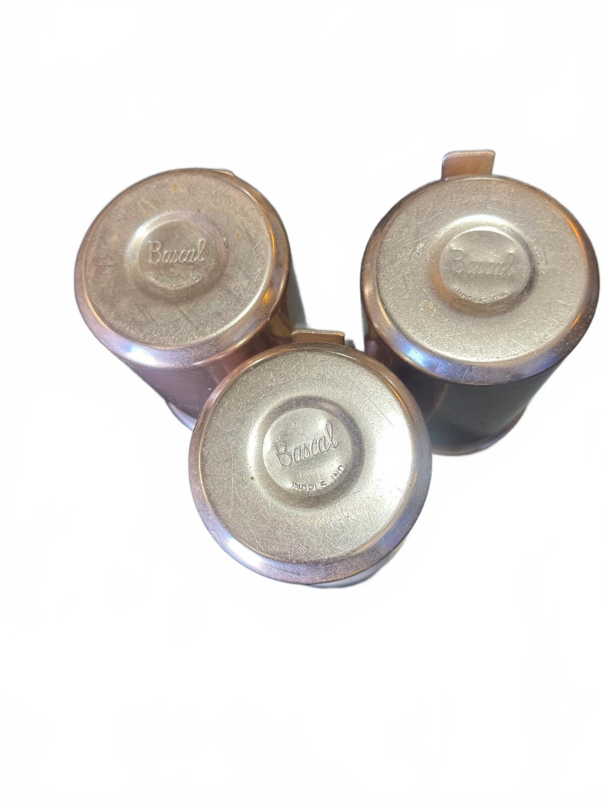 Vintage Bascal Copper Mugs Set of 3 Made in India