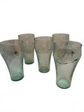 Set of 5 Coca-Cola Green Pebbled Glass Tumblers 6"