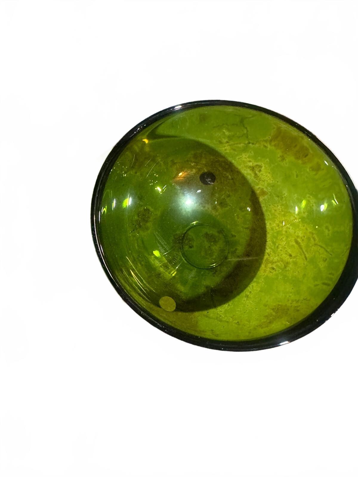 Vintage Olive Green Glass Bowl 4.75" Avocado MCM