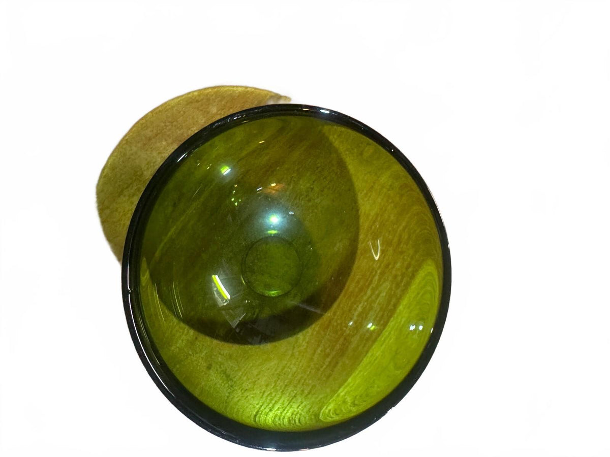 Vintage Olive Green Glass Bowl 4.75" Avocado MCM