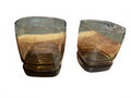 Vintage Libbey Carrington Brown Square Rocks Glasses