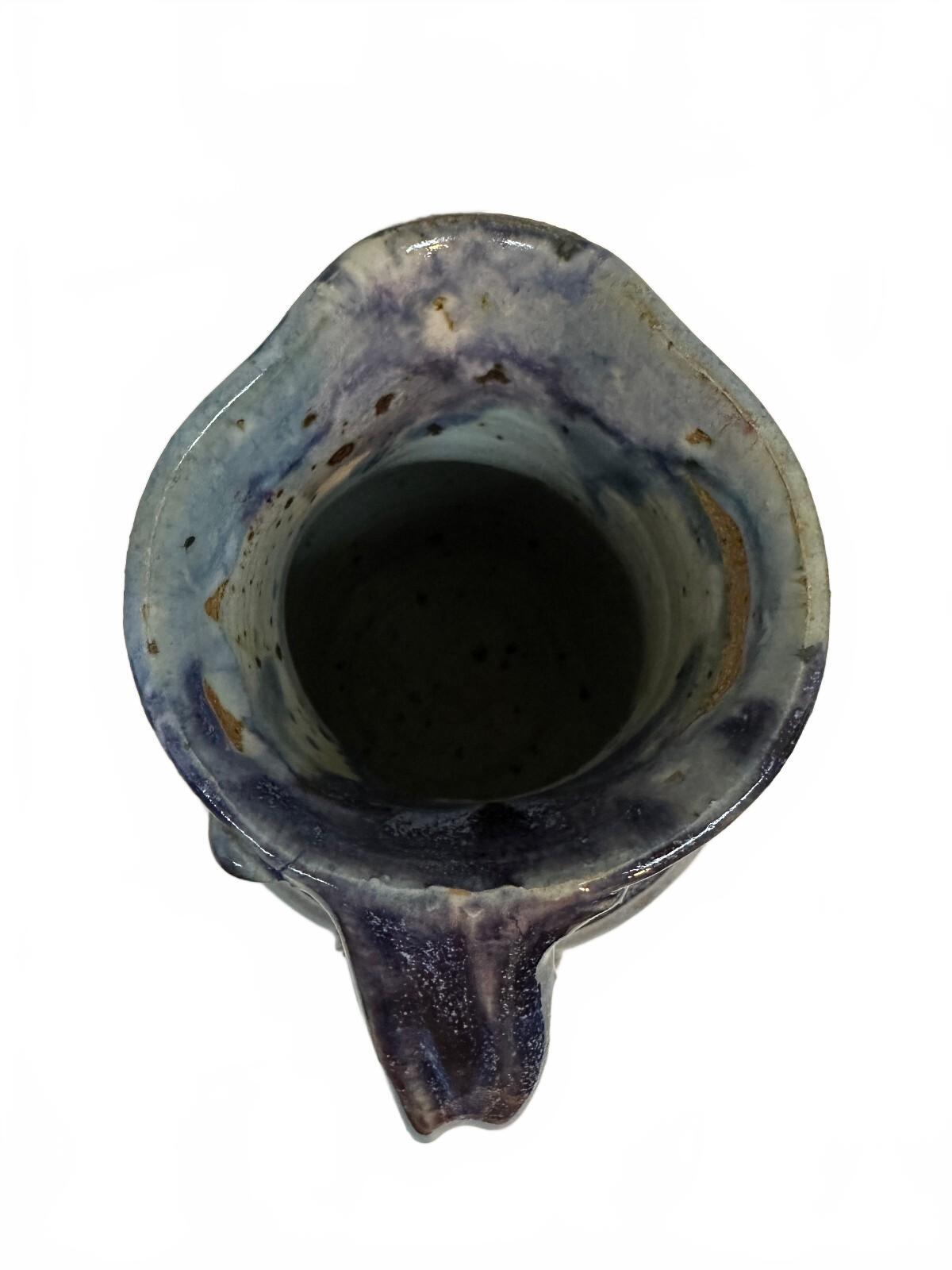 Vintage Blue Purple Glaze Studio Pottery Pitcher