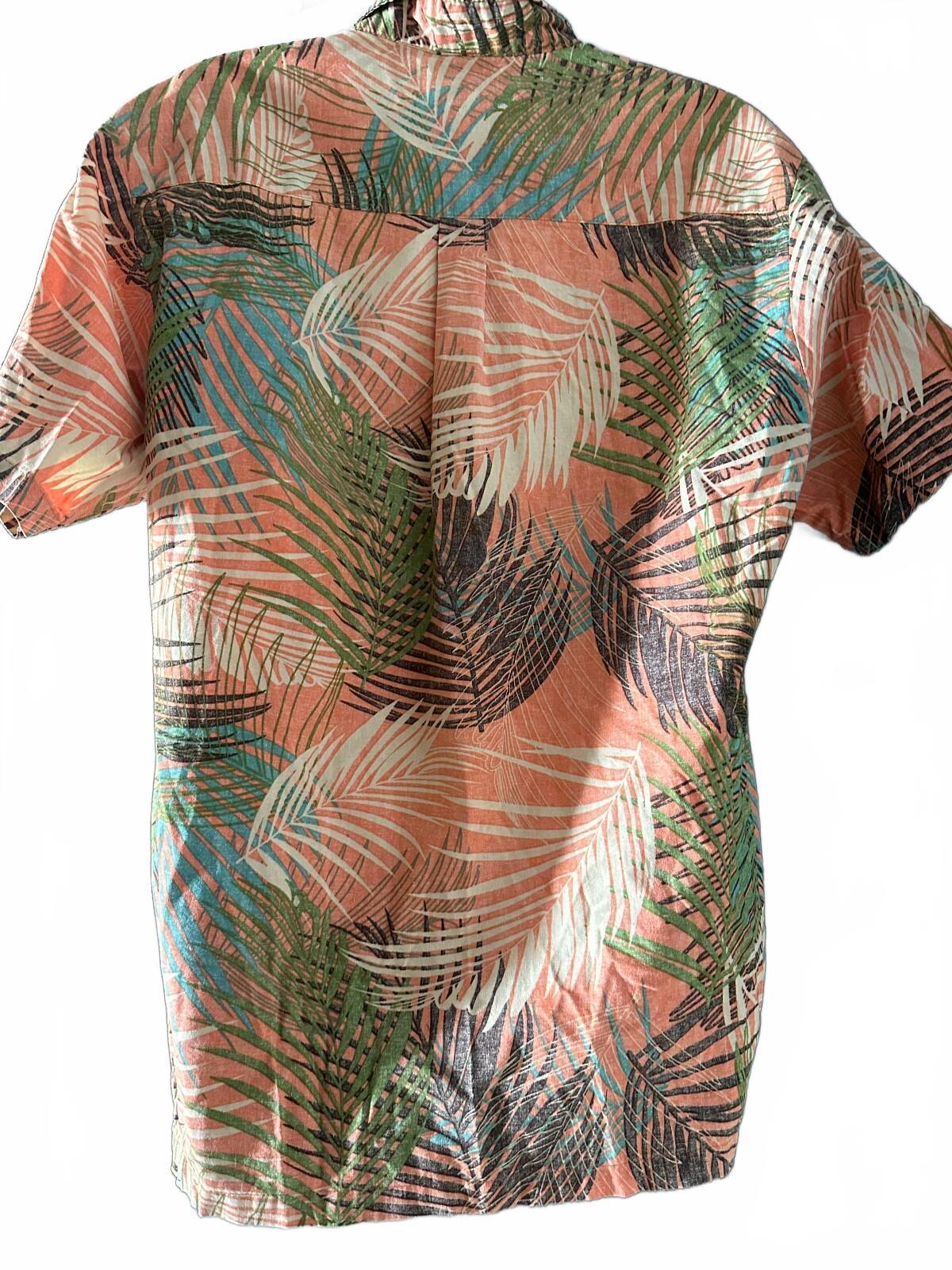Aisokula by Fiji Orange Tropical Hawaiian Shirt S