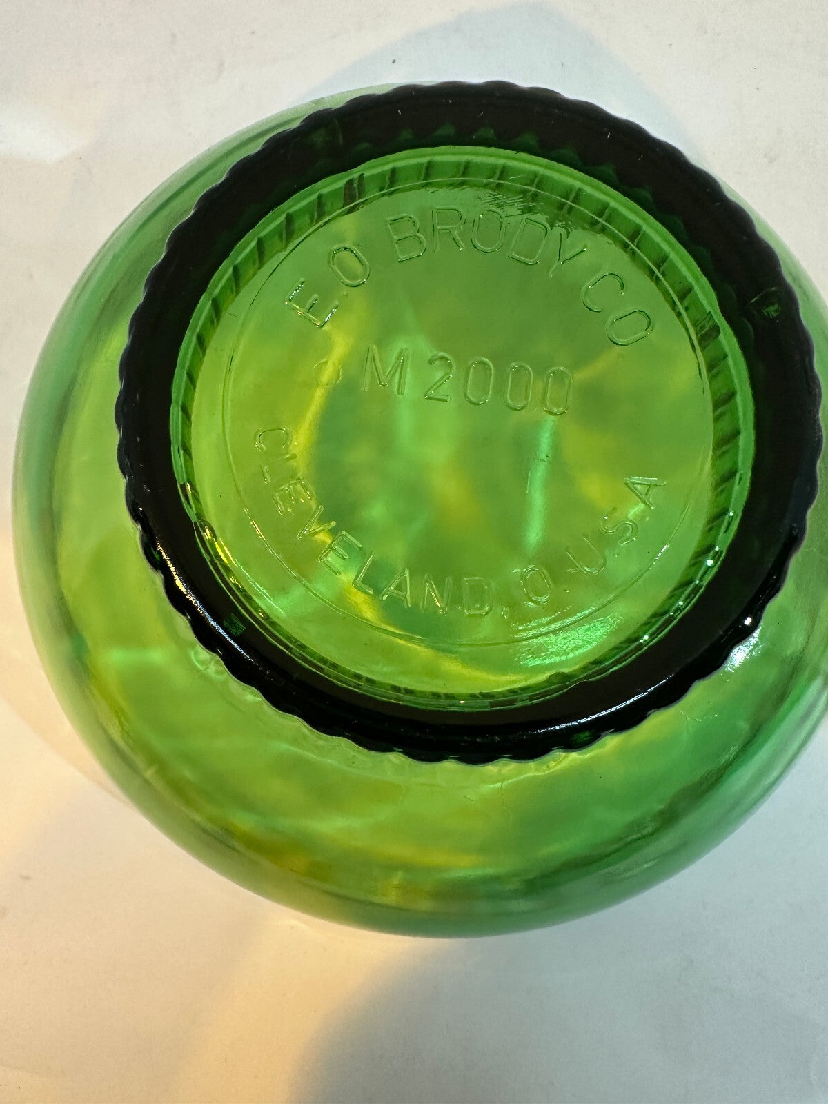 Vintage E.O. Brody M2000 Green Glass Pedestal Bowl