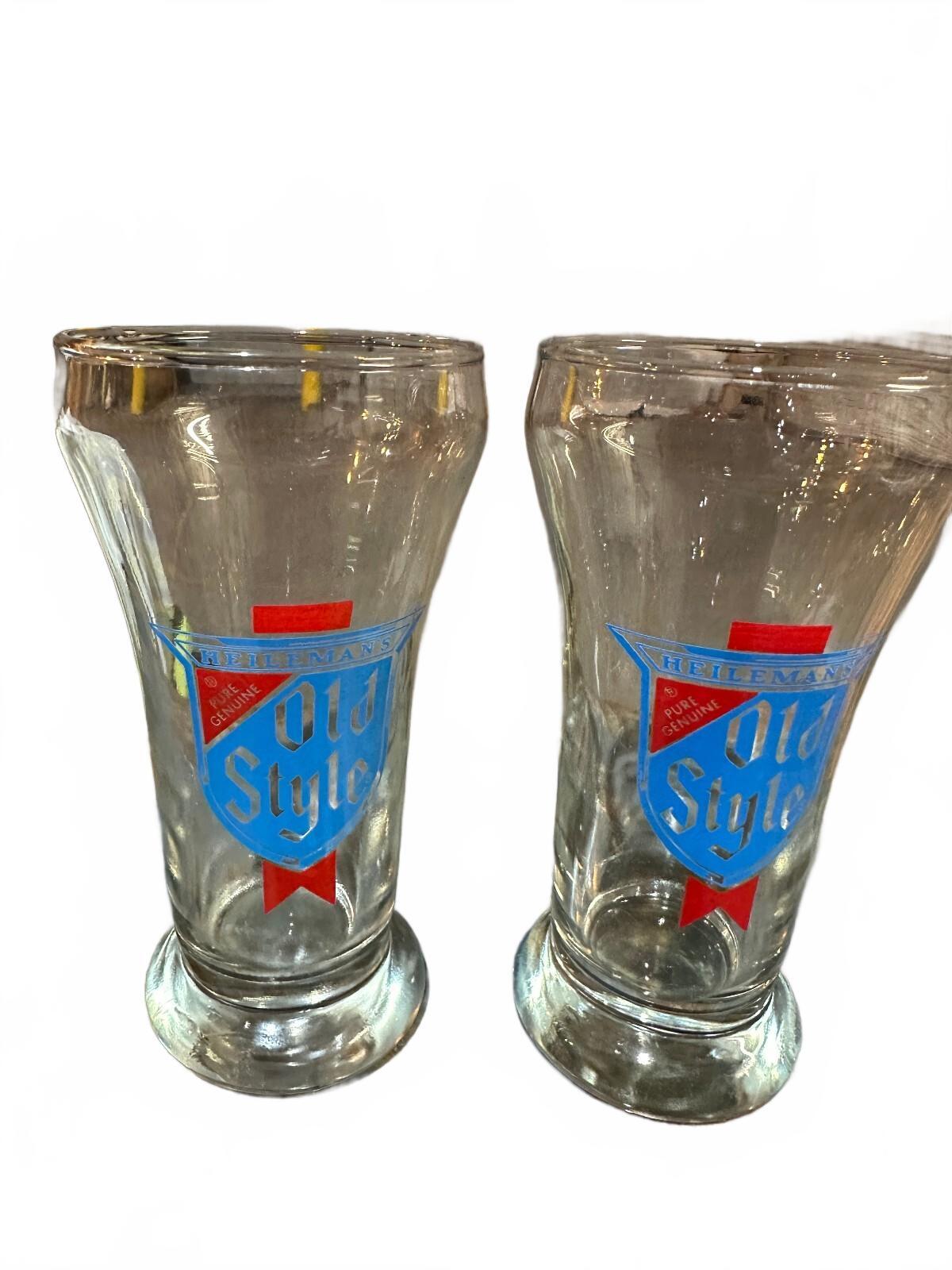Vintage Heileman's Old Style Beer Glasses Set of 2