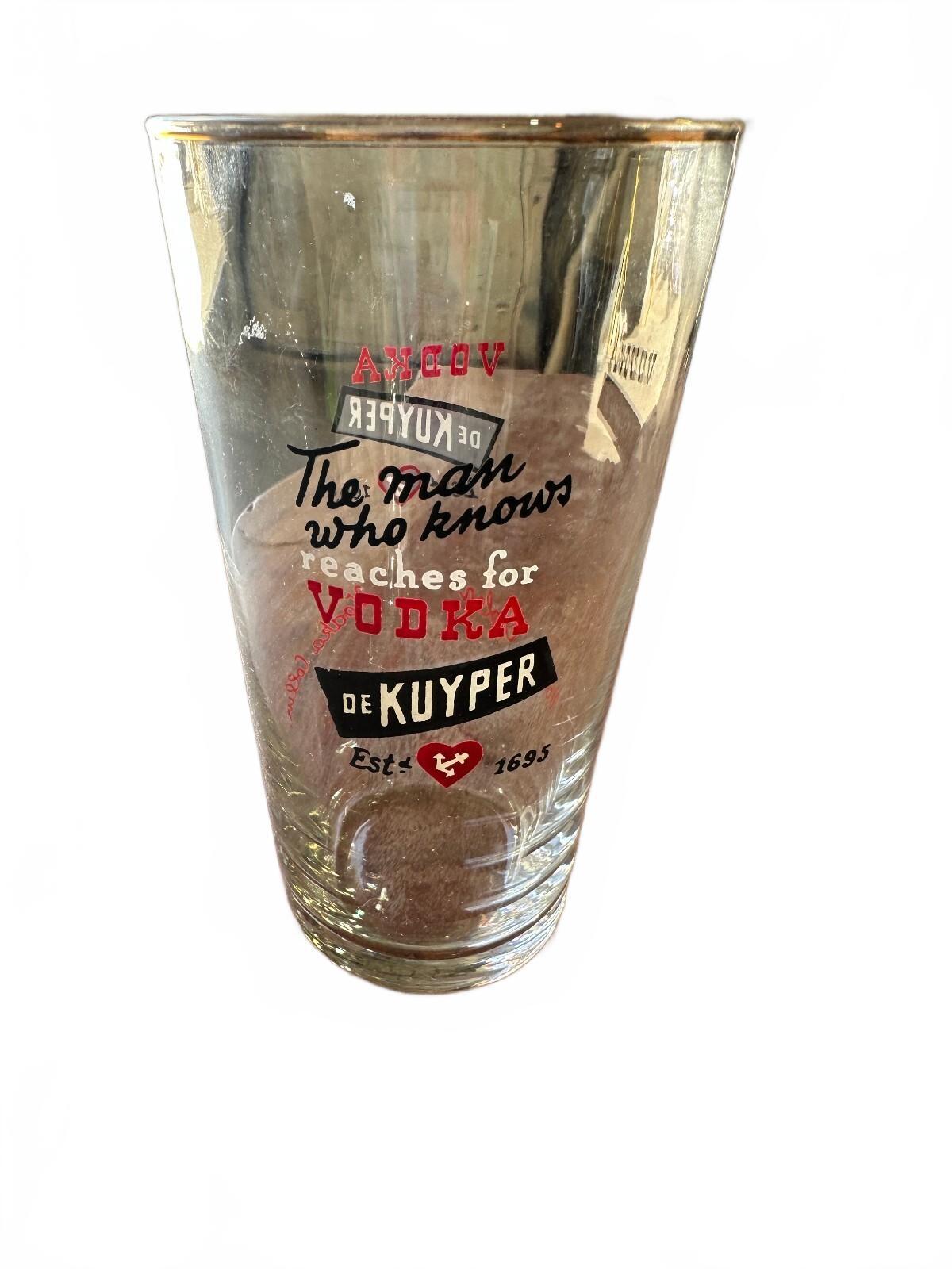 Vintage De Kuyper Vodka Advertising Glass Gold Rim