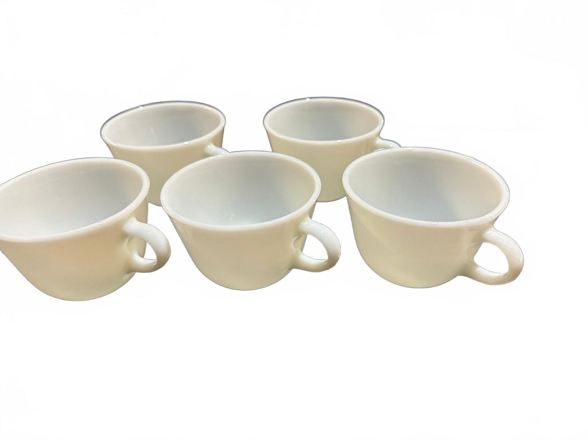 5 Vintage Centura by Corning White Coupe Coffee Cups
