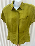 Sunny Leigh Olive Green Silk Blouse M