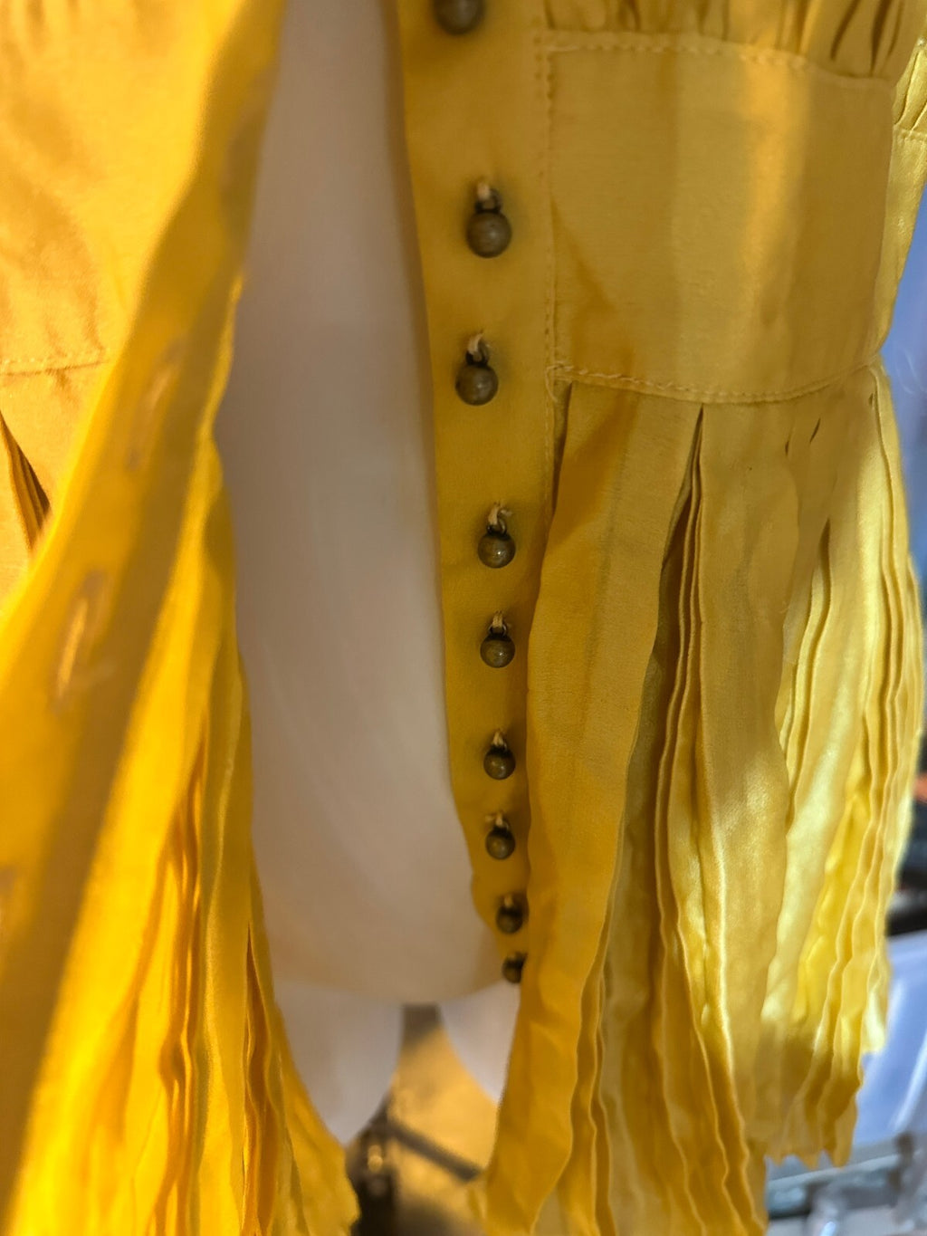 Rachel Roy Size 4 Yellow Pleated Ruffle Sleeveless Top