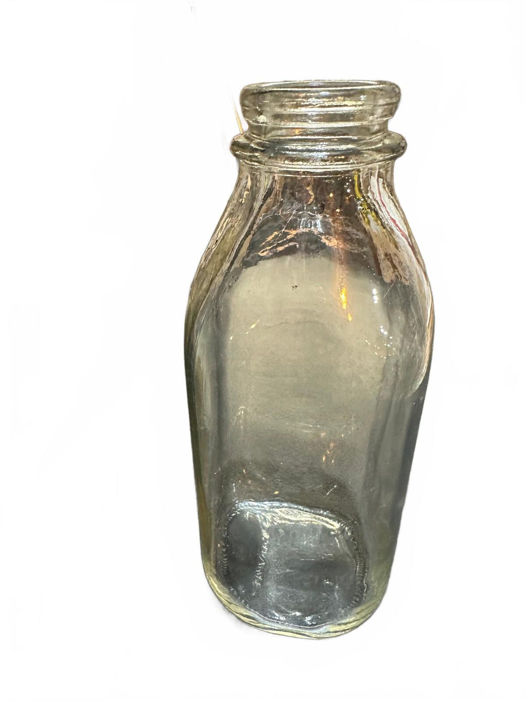 Vintage Quart Glass Milk Bottle Square STAR Base Mark