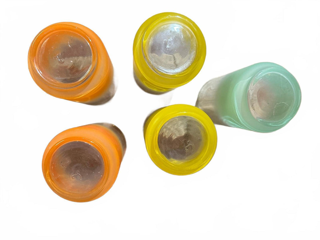 Set of 5 Frosted Ombre Drinking Glasses Yellow Orange Green