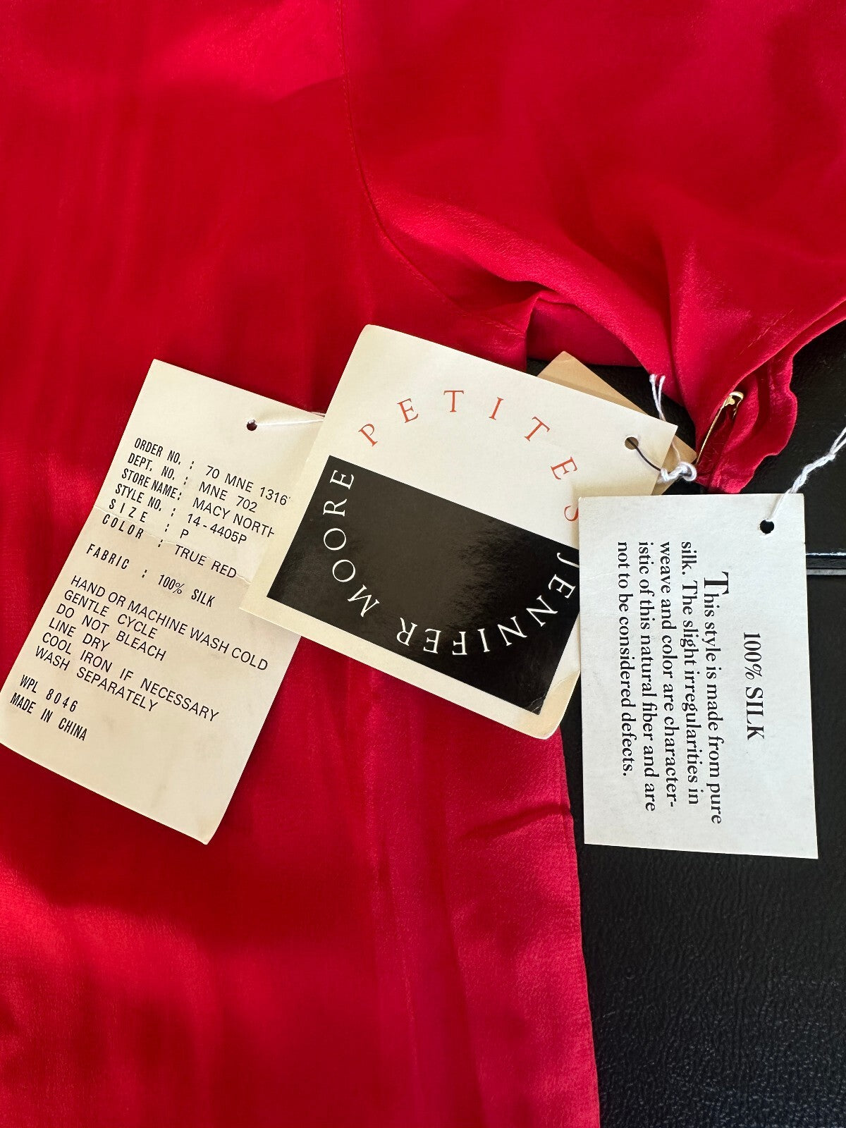 NWT Jennifer Moore Petites Red Silk Blouse P