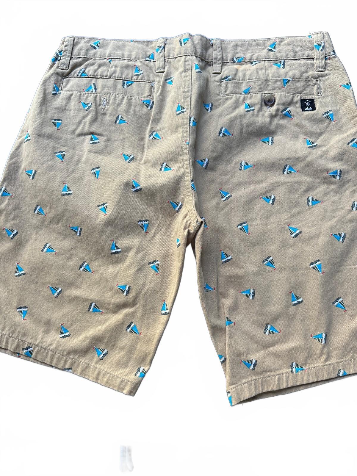 Raw Yarn Sailboat Print Cotton Shorts Men's 34