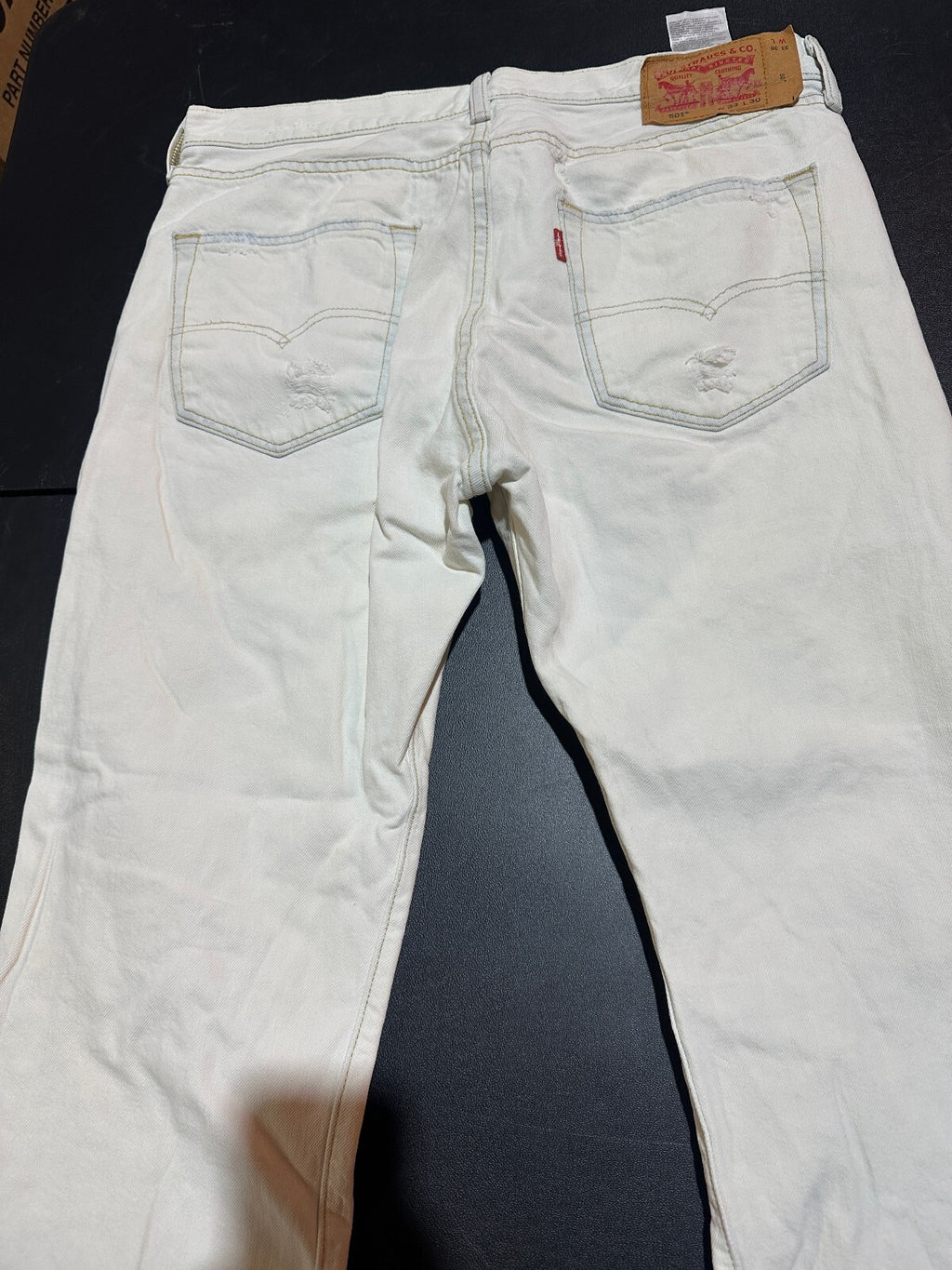 Levis 501 Mens White Distressed Jeans 33x30 Mexico