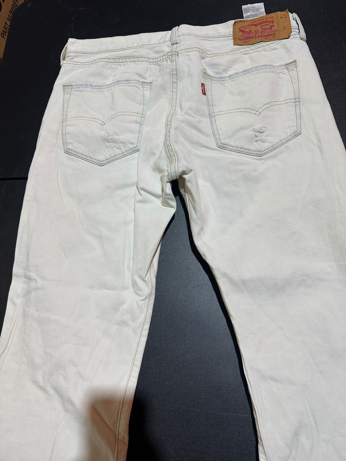 Levis 501 Mens White Distressed Jeans 33x30 Mexico