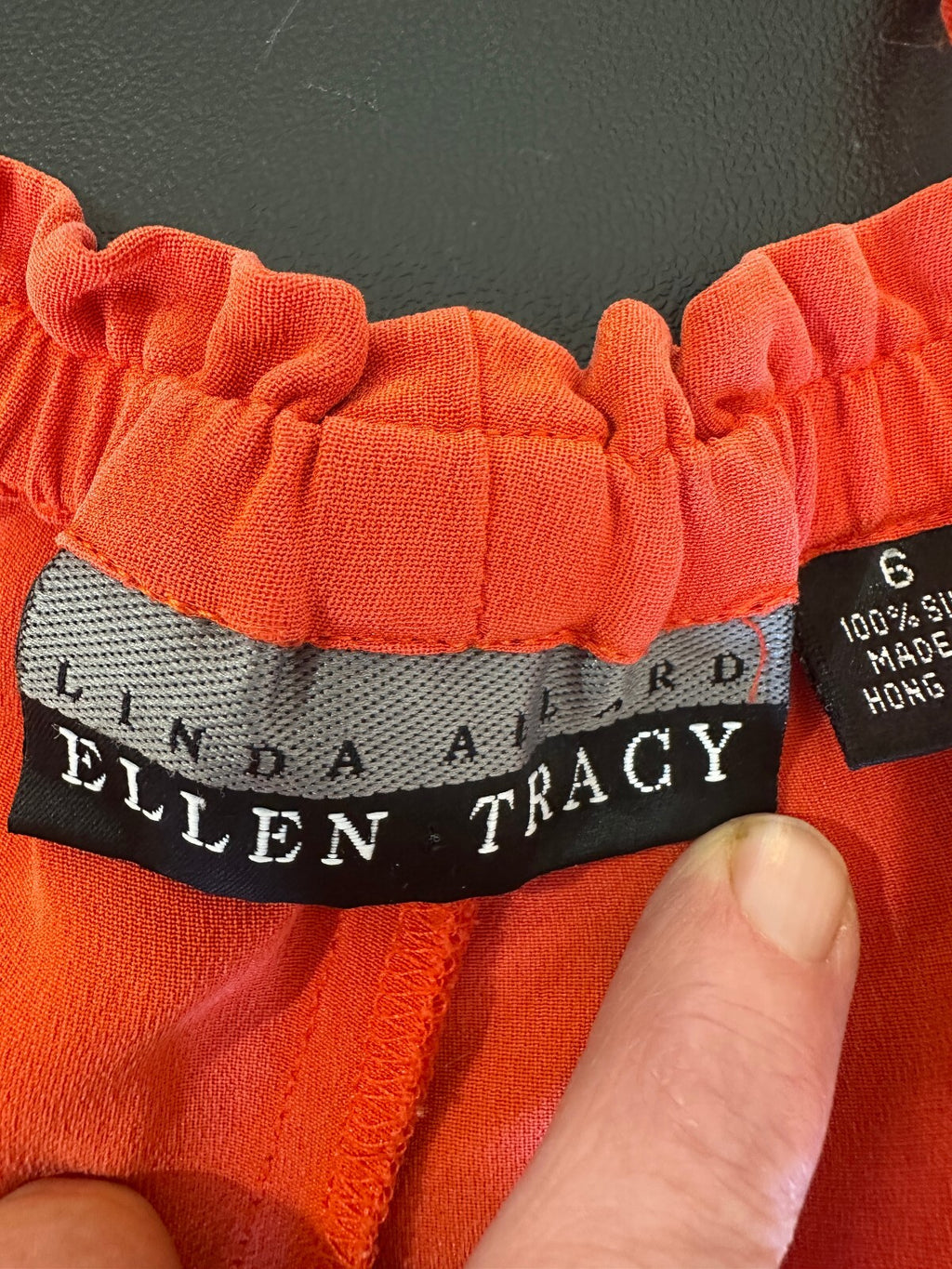Vintage Ellen Tracy Orange Silk Drawstring Pants