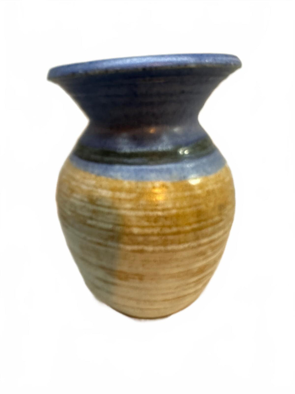 Vintage Signed Studio Pottery Blue Stoneware Vase