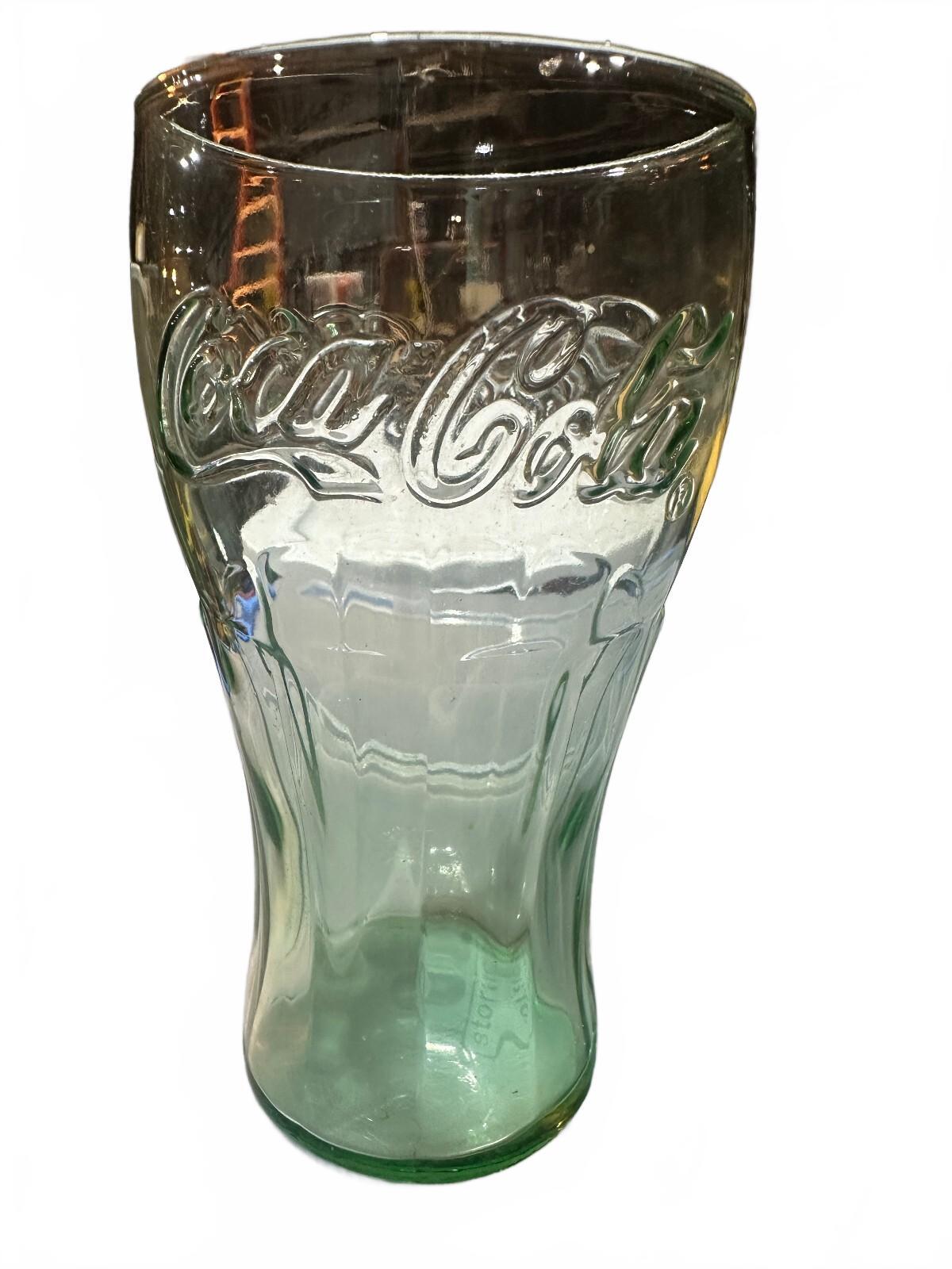 3 Coca-Cola Coke Glasses Vintage Green Clear Tumblers