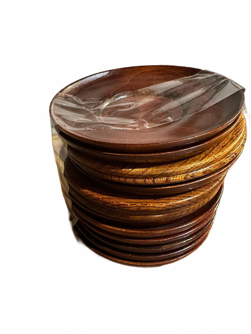 Vintage Wooden Coffee Tea Saucers Set of 14 4.75"