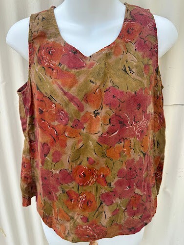 Click Floral Linen Blend Tank Top NWT S
