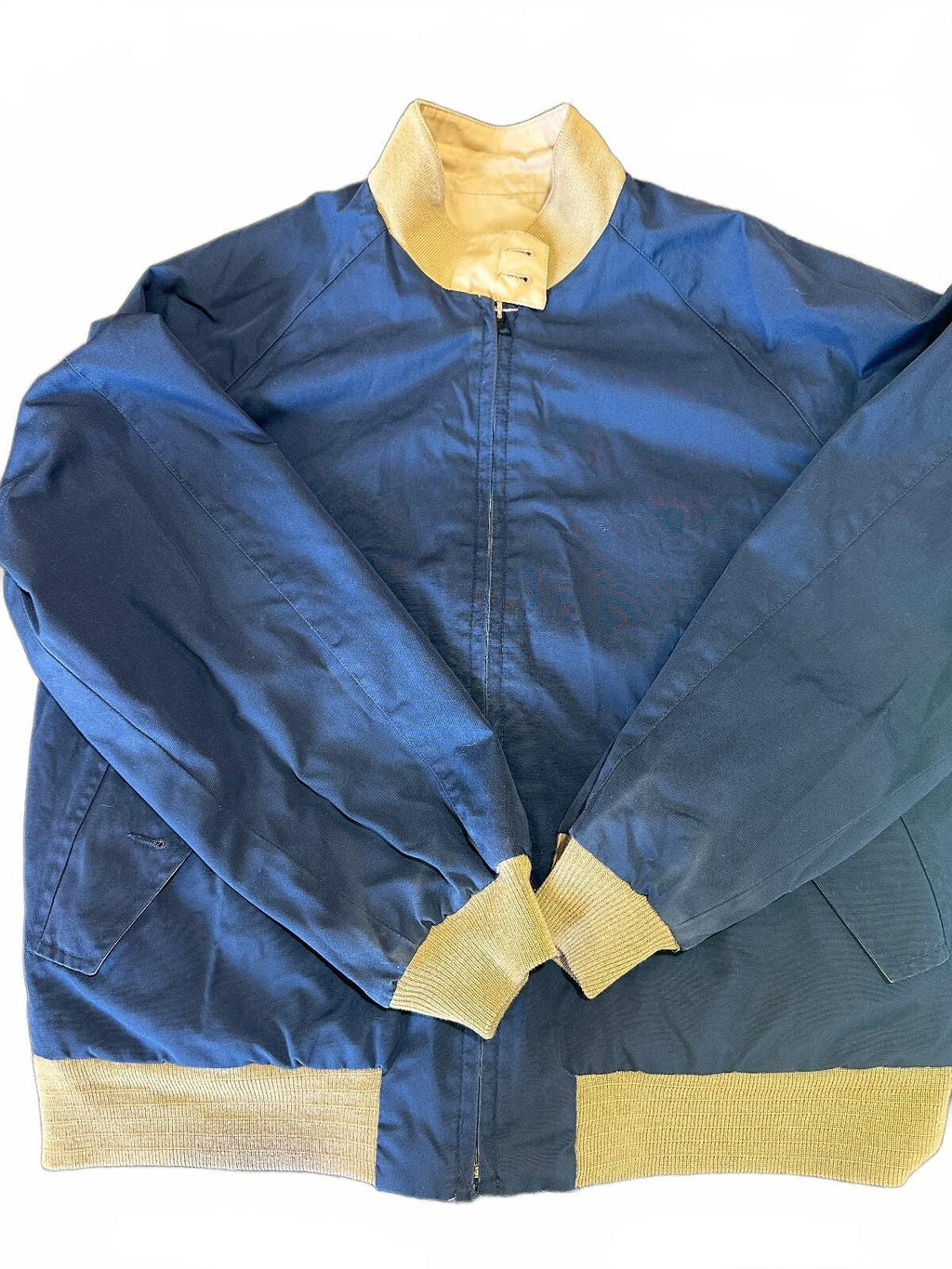 Vintage Reversible Harrington style Jacket Navy Tan XL