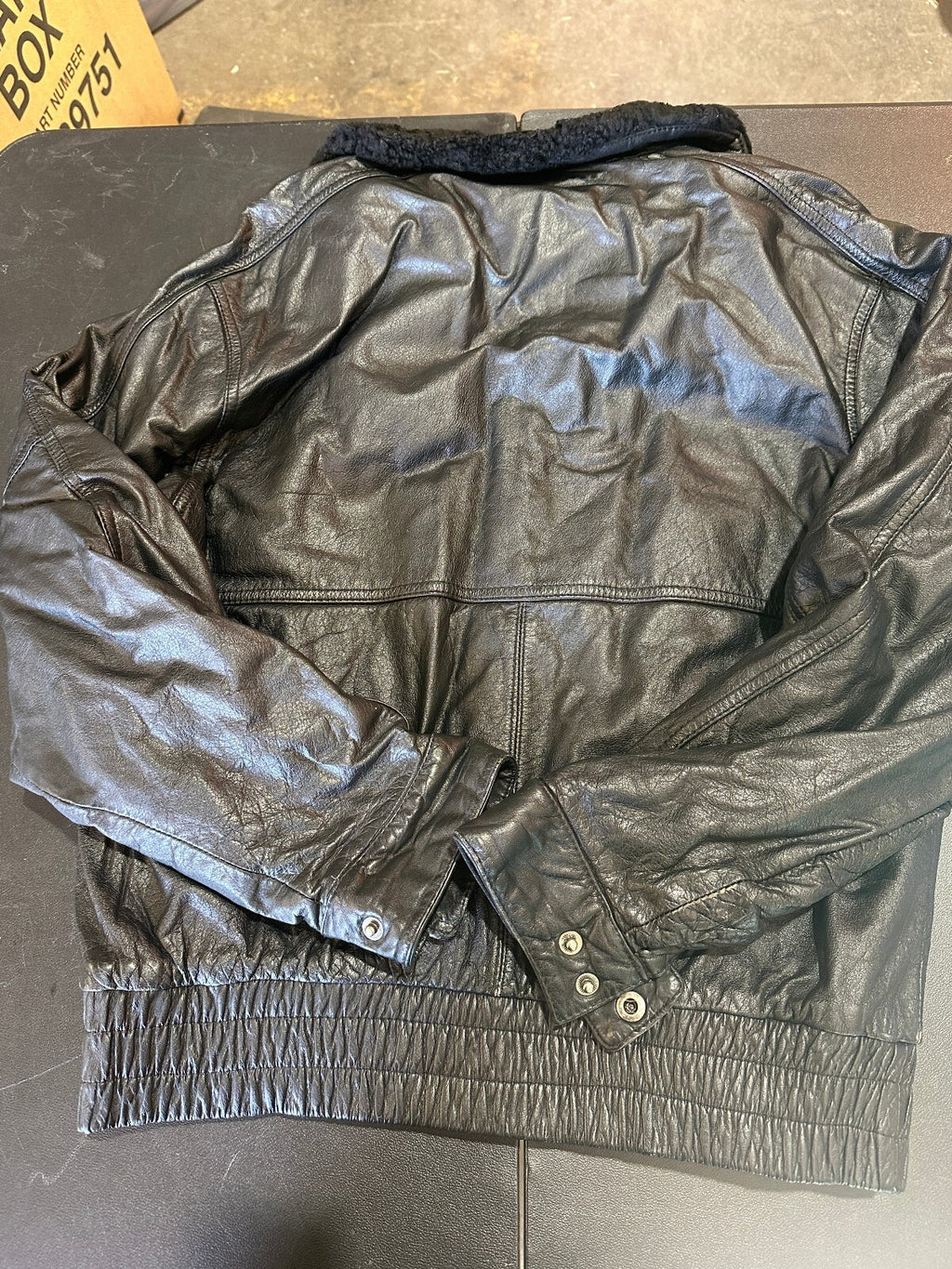 Vintage Members Only Black Leather Bomber Jacket 42