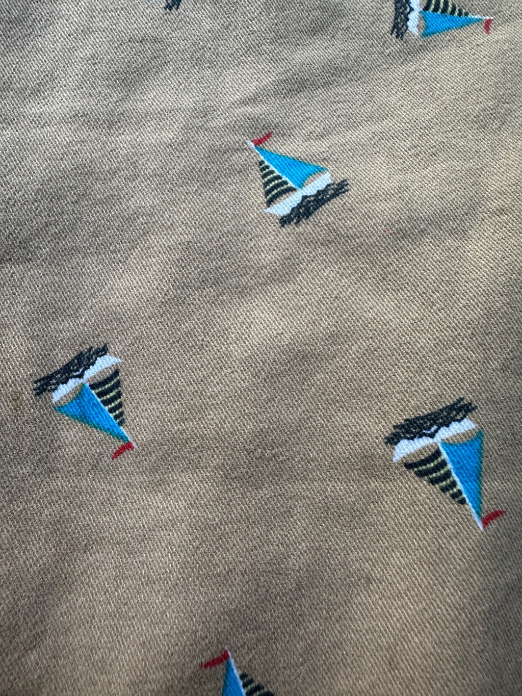 Raw Yarn Sailboat Print Cotton Shorts Men's 34