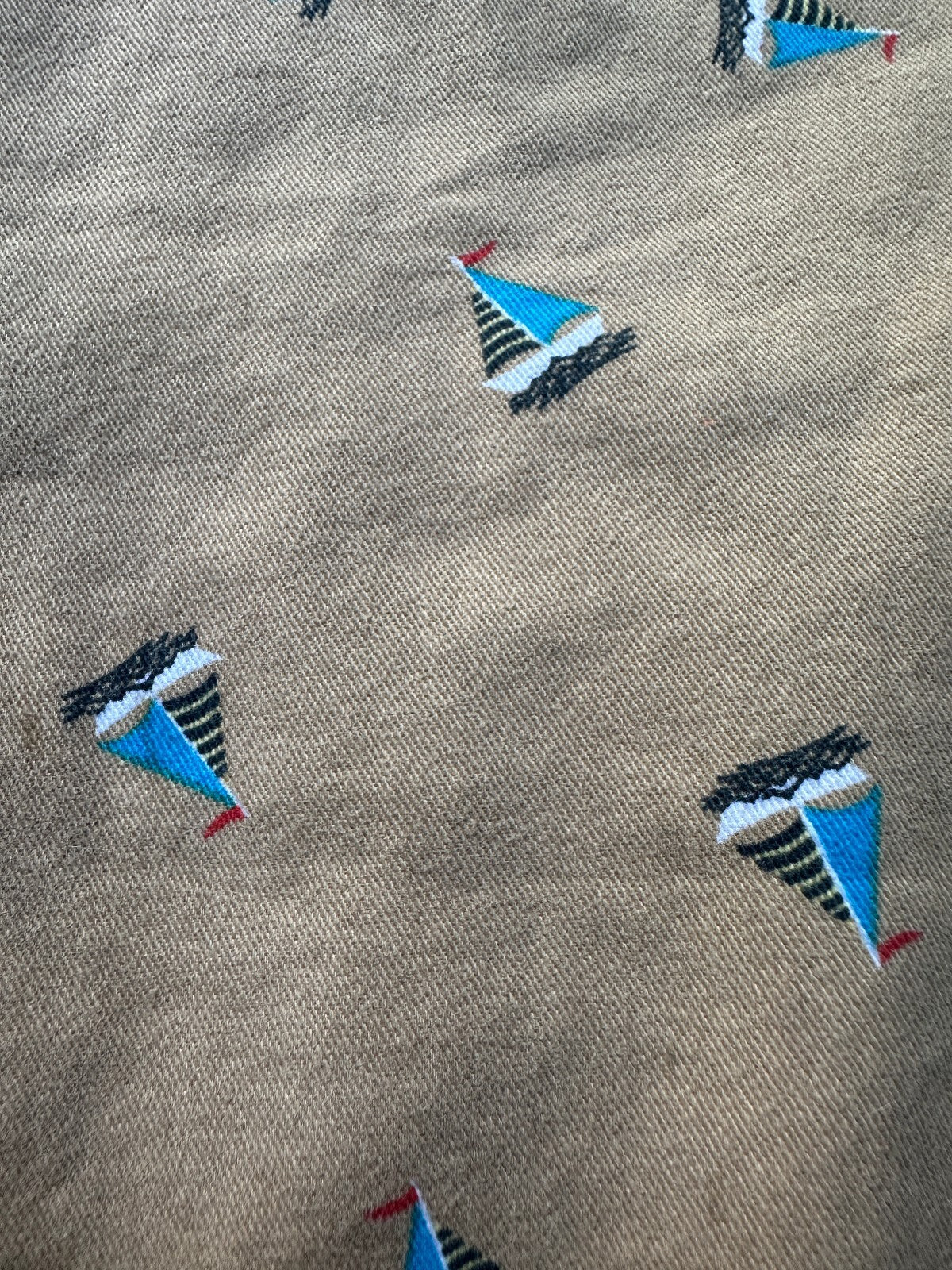 Raw Yarn Sailboat Print Cotton Shorts Men's 34