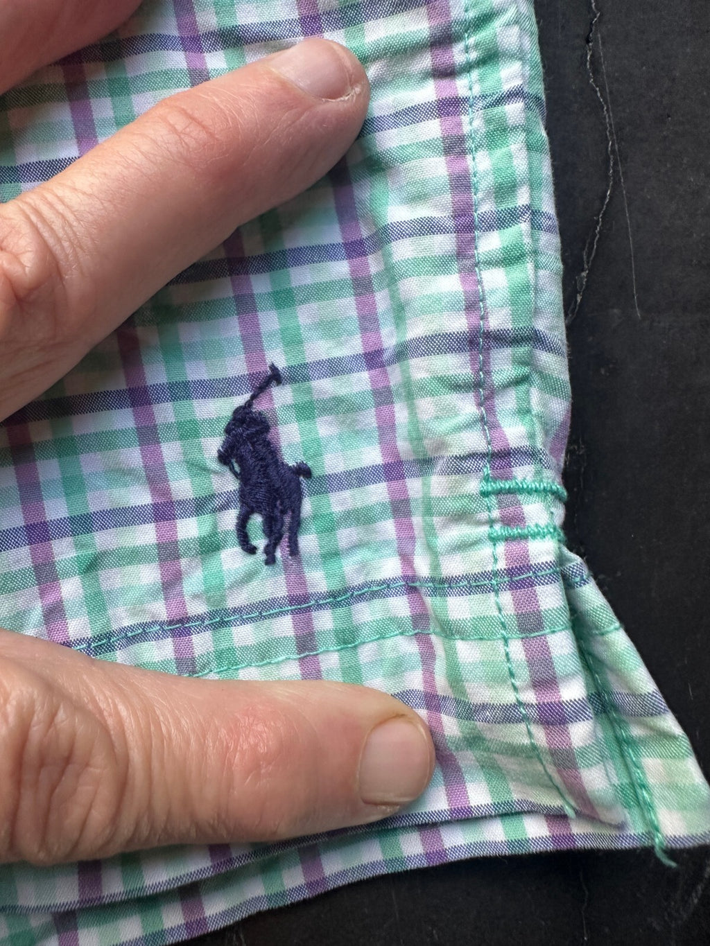 Polo Sport Plaid Swim Trunks L Purple Green Lined