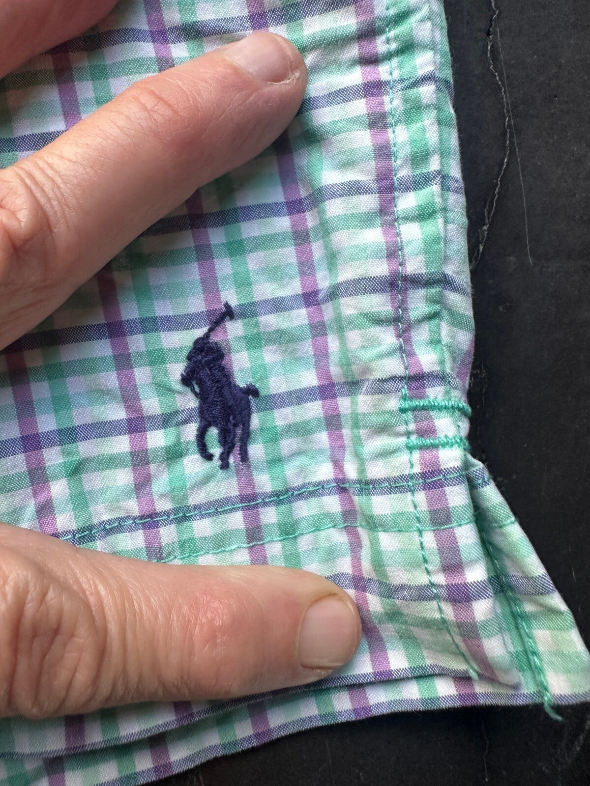 Polo Sport Plaid Swim Trunks L Purple Green Lined