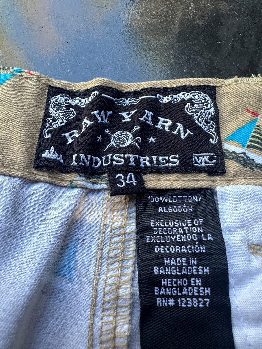 Raw Yarn Sailboat Print Cotton Shorts Men's 34