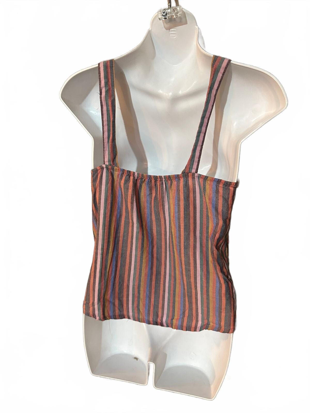 Madewell Rainbow Stripe Tie Front Cami Top Size 6