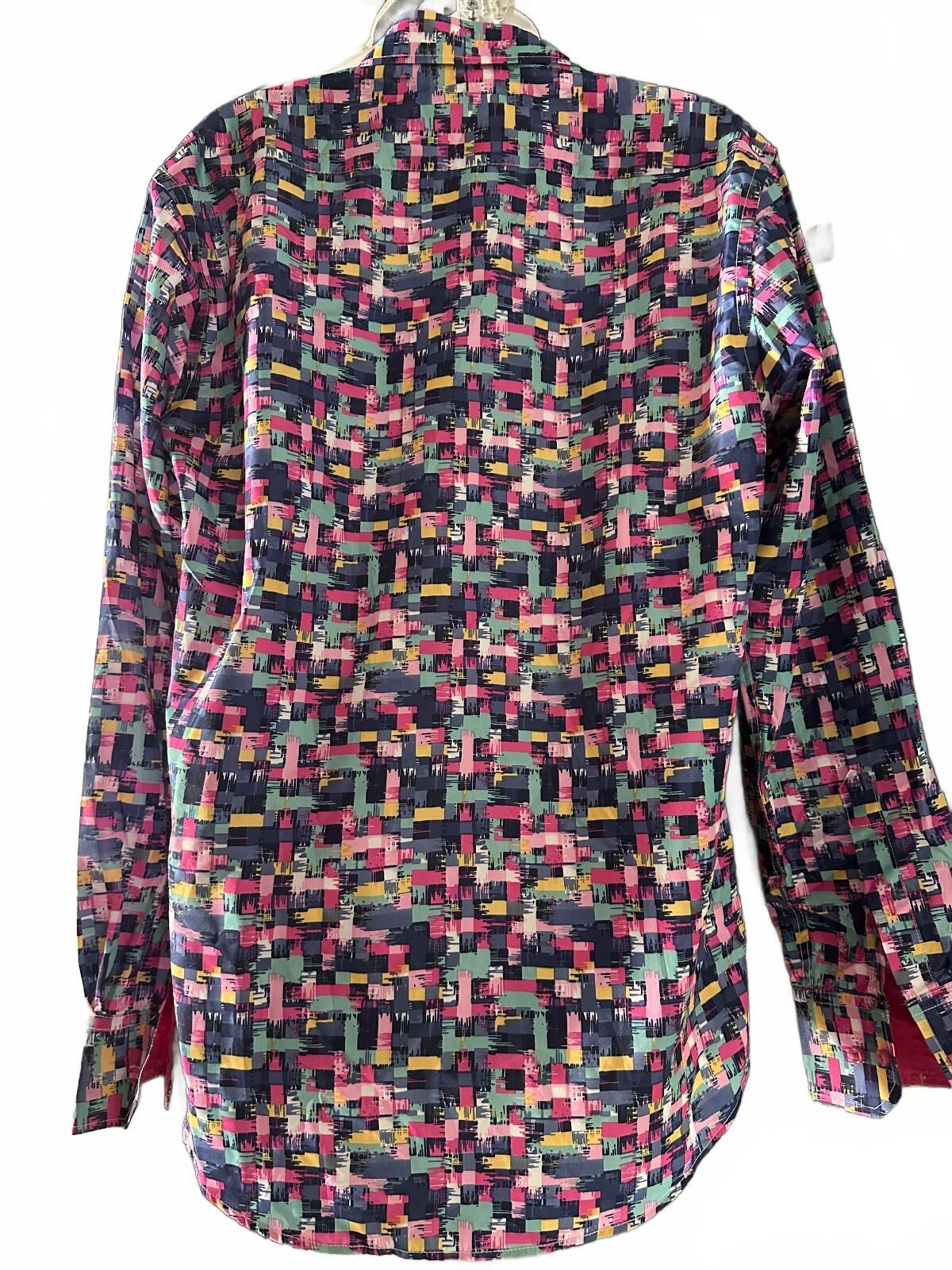 Suslo Colorful Abstract Button Front Shirt L