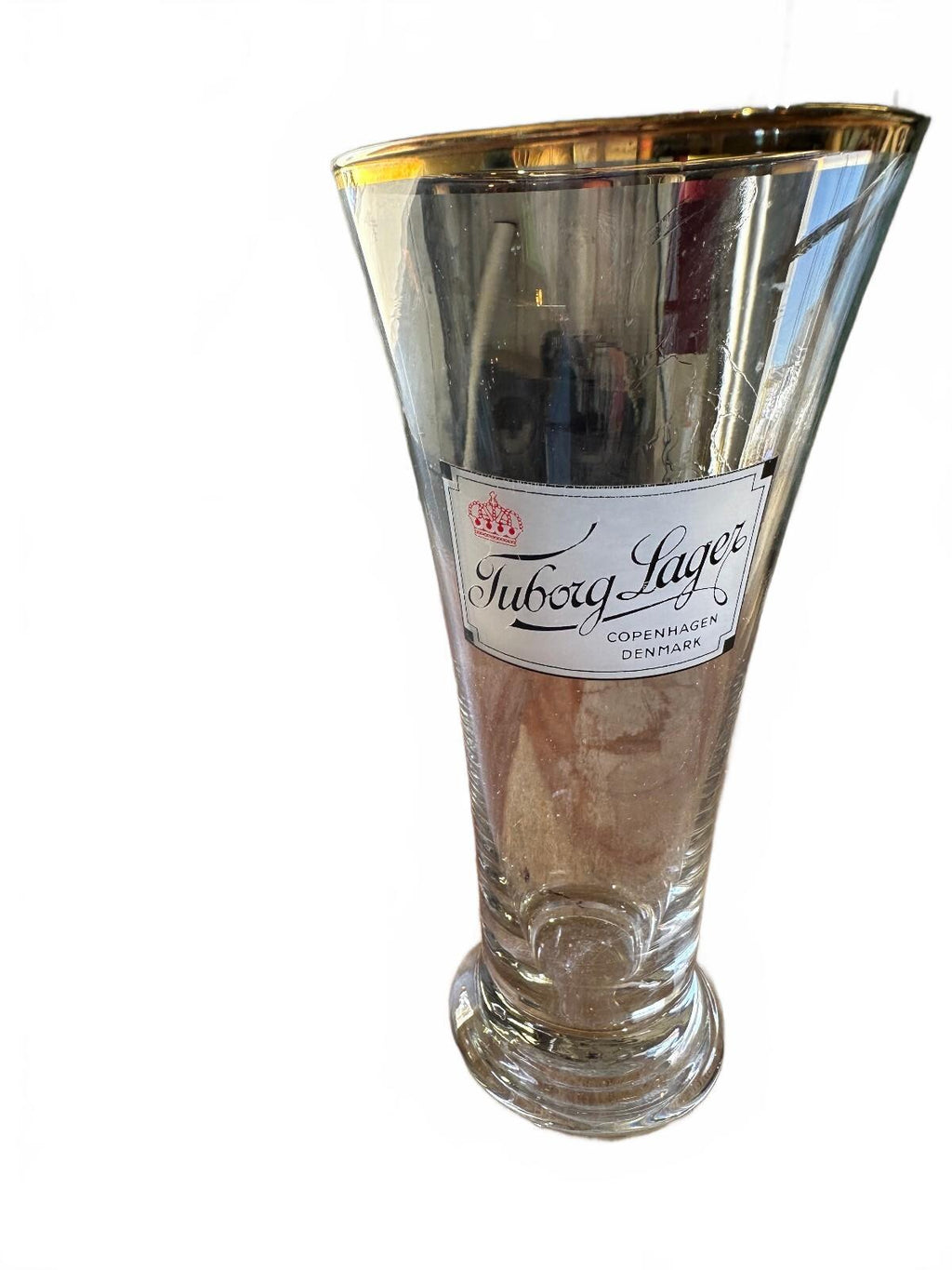 Vintage Tuborg Lager Copenhagen Gold Rim Beer Glass