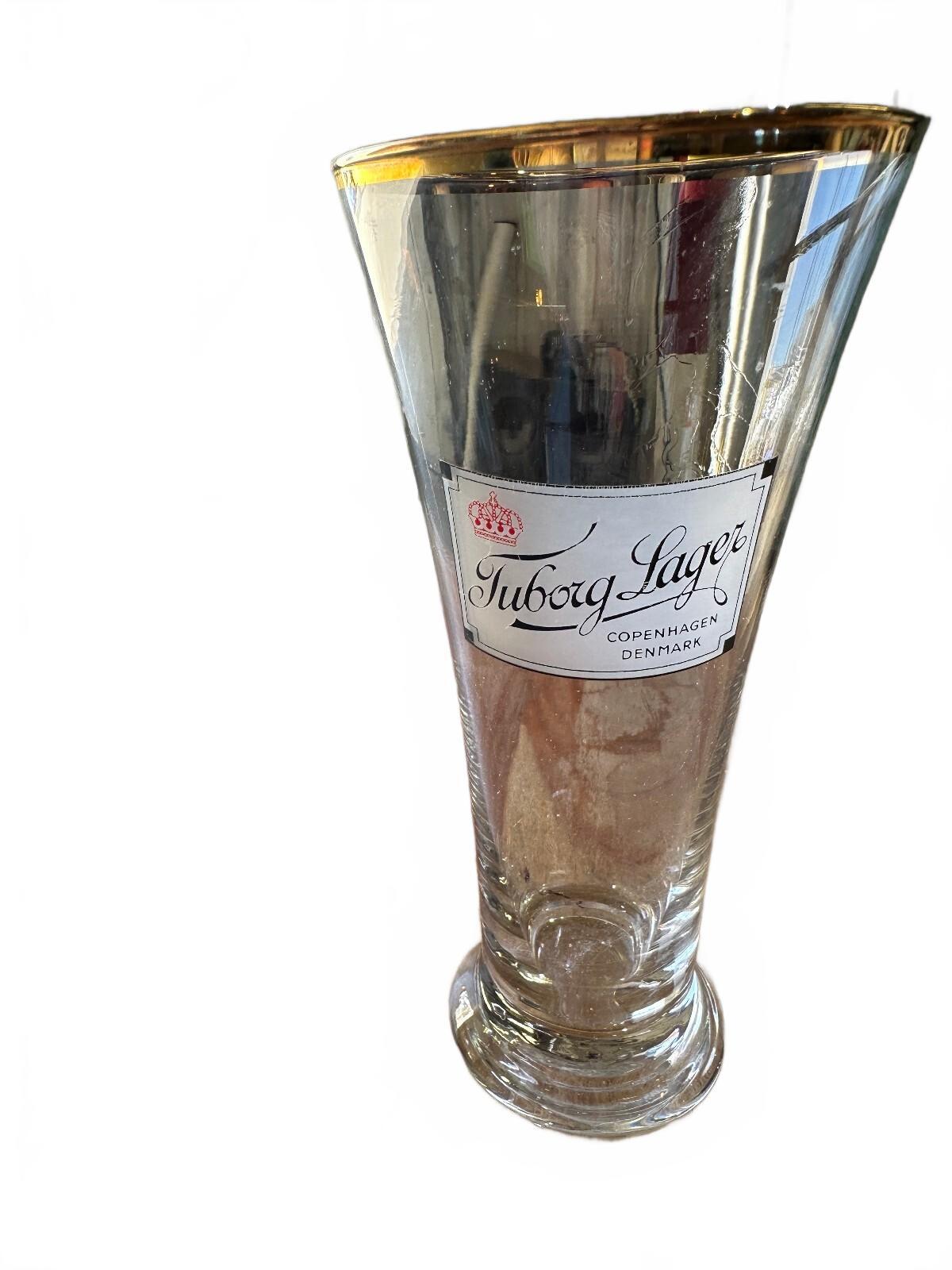 Vintage Tuborg Lager Copenhagen Gold Rim Beer Glass